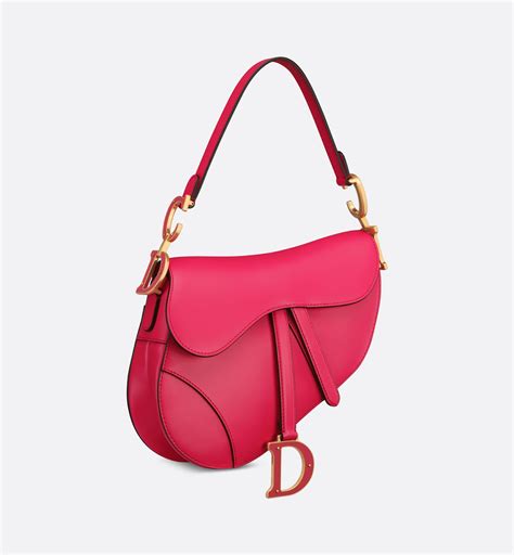 Saddle Bag with Strap Passion Pink Smooth Calfskin 